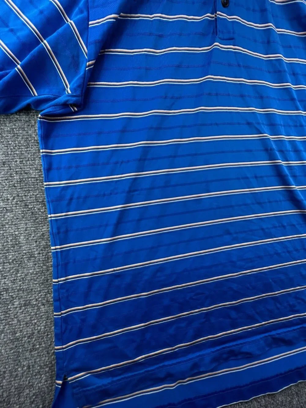 Adidas Climacool Blue Gold Striped Large Short Sleeve Polo Shirt Men’s Golf